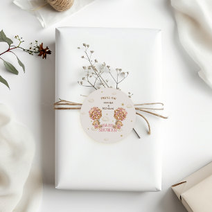 Bear Twins Girl Shower Blush Pink Thank You Classic Round Sticker