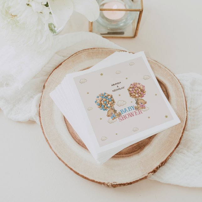 Bear Twins Shower Pink Blue Boy Girl Napkins (Creator Uploaded)