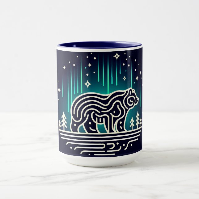 Bear Under Aurora Lights Mug (Center)