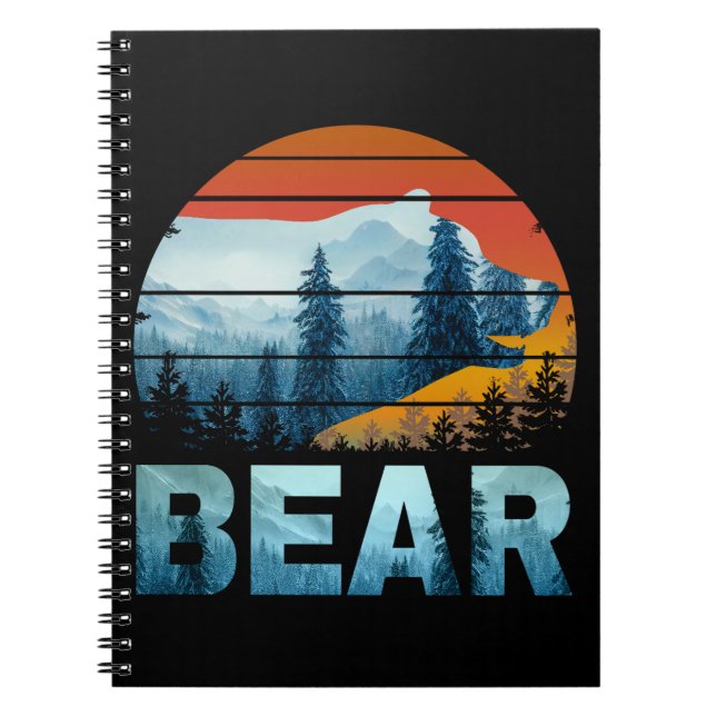 BEAR VINTAGE NATURE WILD FOREST SUNSET NOTEBOOK (Front)