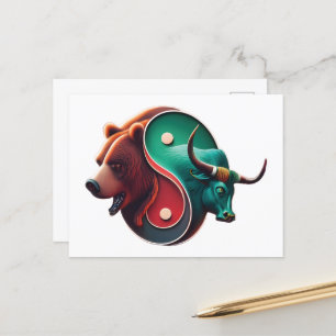Bear vs Bull Trading Postcard