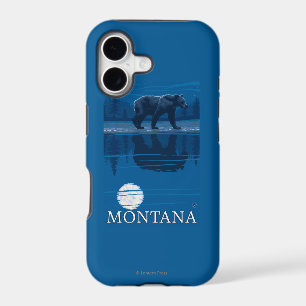 Bear Walking in Moonlight Vintage Travel iPhone 17 Case