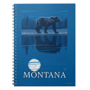 Bear Walking in Moonlight Vintage Travel Notebook