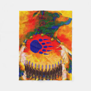 Bear Warrior Native American Fleece Blanket