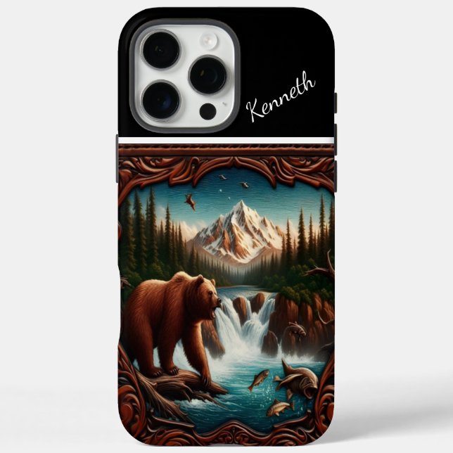 Bear Watching Salmon in Mountain Stream Case-Mate iPhone Case (Back)