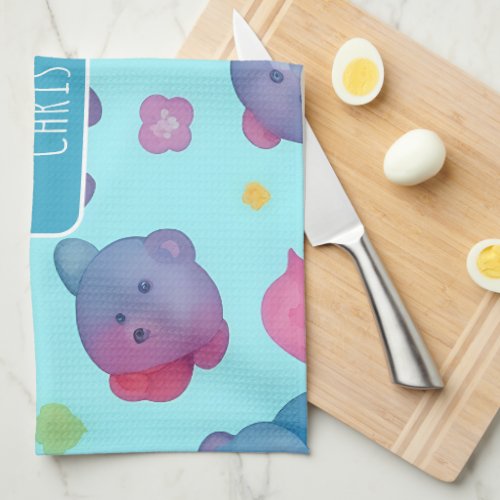 Bear Watercolor Colorful Personalized Pattern Kitchen Towel
