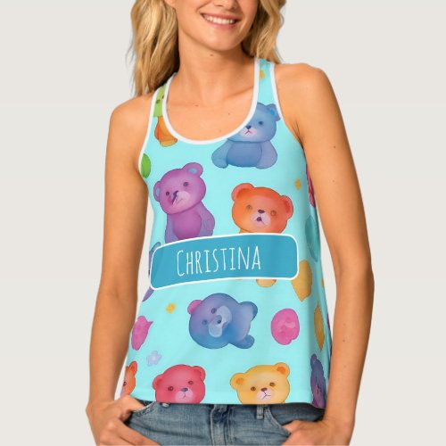 Bear Watercolor Colorful Personalized Pattern Tank Top