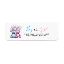 Bear Watercolor Gender Reveal Party Boy or Girl