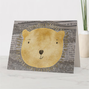 BEAR WATERCOLOR NEWSPAPER ART BIRTHDAY Cards