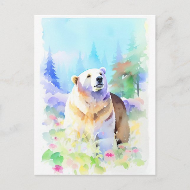Bear Watercolor Portrait 5 Postcard (Front)