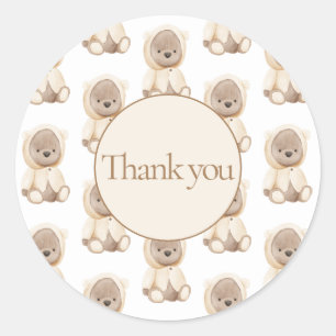 Bear Watercolor Simple Baby Thank You Classic Round Sticker