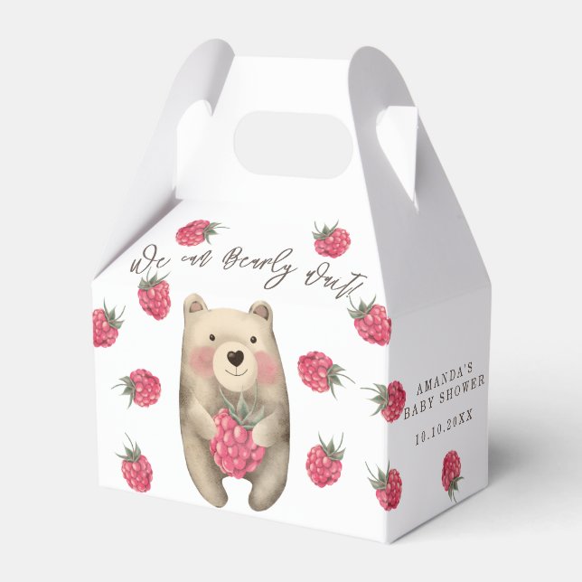 Bear - we can bearly wait baby shower favor boxes (Front Side)