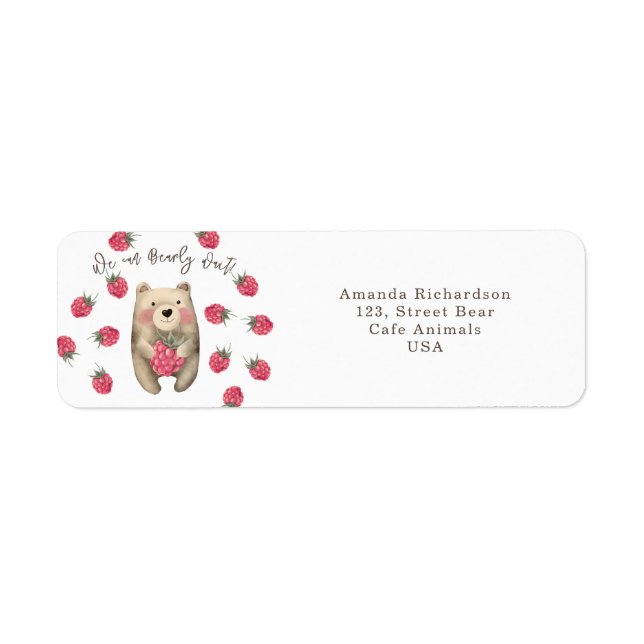 Bear - we can bearly wait baby shower label (Front)