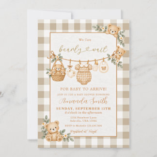 Bear We Can Bearly Wait Fall Baby Shower  Invitation