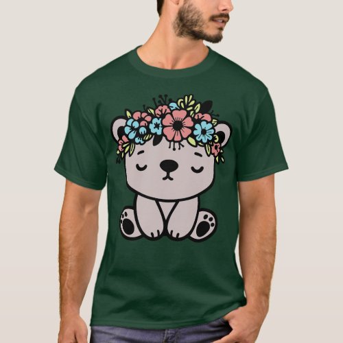 Bear Wearing Flower Crown T_Shirt