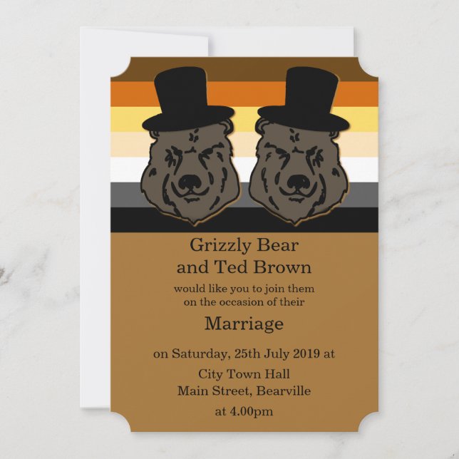 Bear Wedding Invitation for Gay Men (Front)