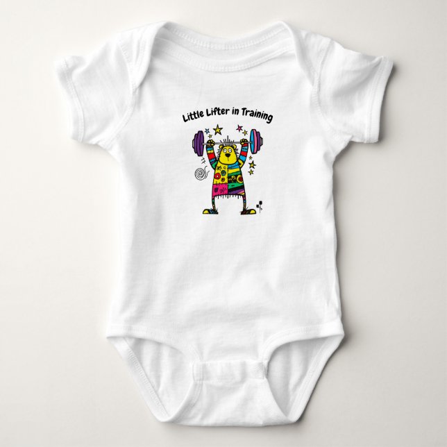 Bear Weightlifting Champion Baby Bodysuit (Front)