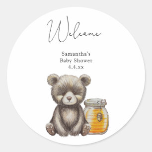 Bear Welcome Classic Round Sticker