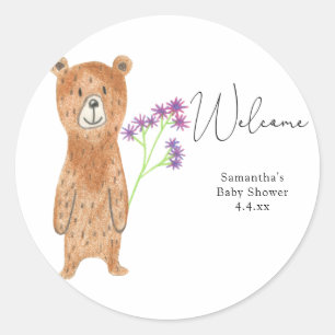 Bear Welcome Classic Round Sticker