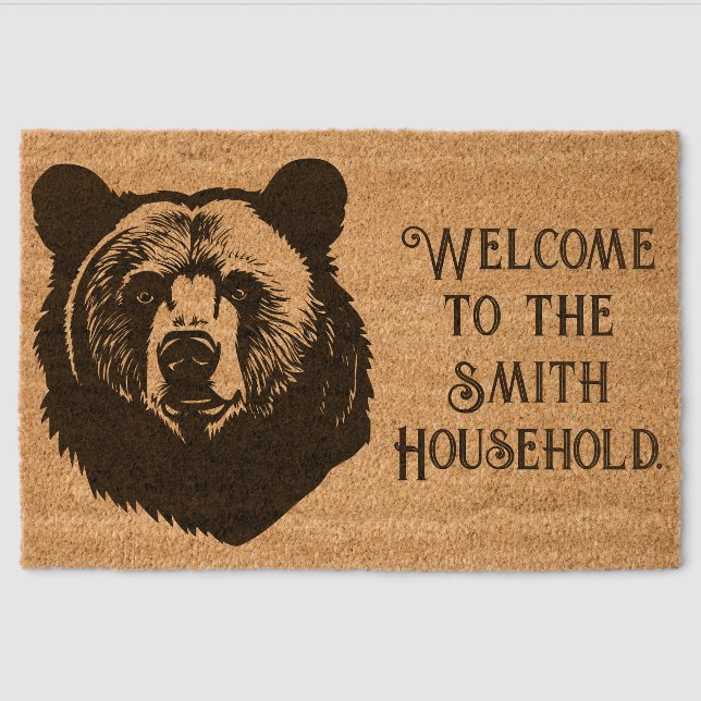 Bear Welcome Fiber Doormat (Front)