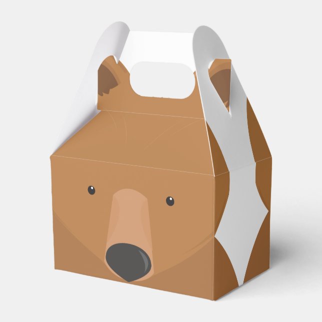 Bear White Brown Animal Favor Box (Front Side)