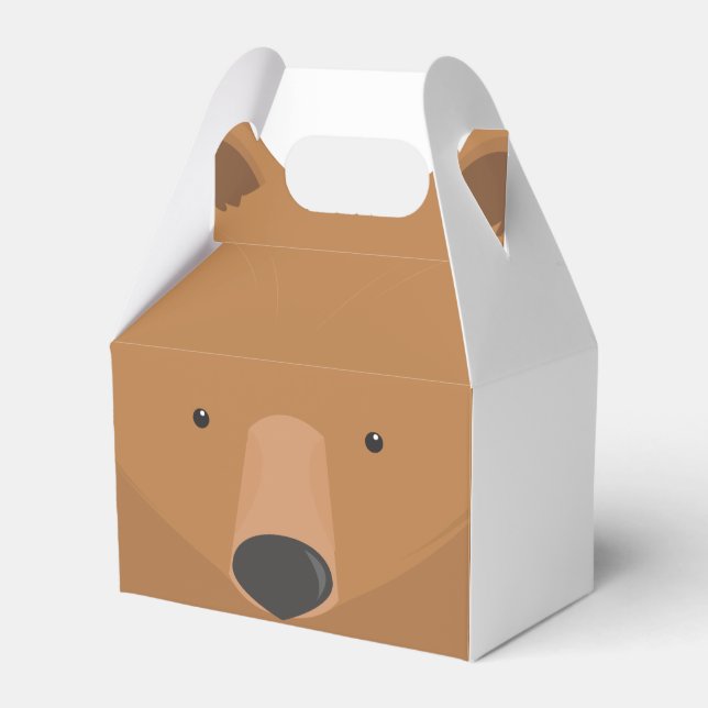 Bear White Brown Animal Favor Boxes (Front Side)