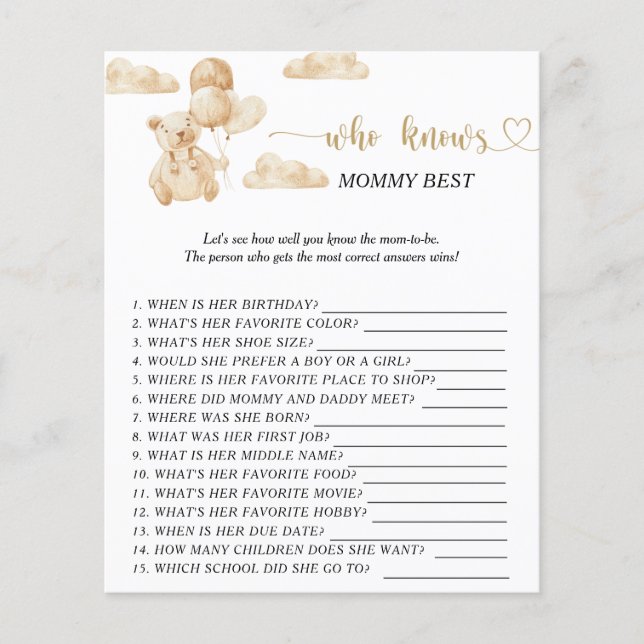 Bear Who knows mommy best (Front)