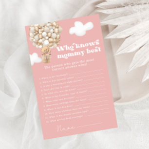 Bear Who Knows Mommy Best Girl Baby Shower Game