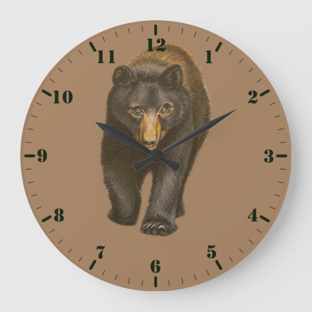 Bear wild animal large clock (Front)
