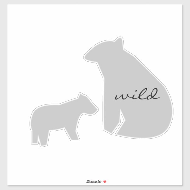 Bear Wild Any Color Name Car Sticker (Sheet)