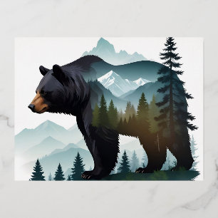 Bear Wildlife Animal Nature Environment Forest Art Foil Holiday Postcard