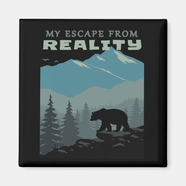 Bear Wildlife Mountains Escape From Reality Hiking Magnet (Front)