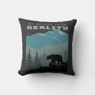 Bear Wildlife Mountains Escape From Reality TShirt Throw Pillow