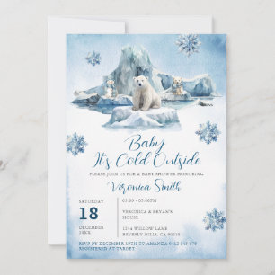 Bear Winter Arctic Animals Baby Shower Snowflakes Invitation