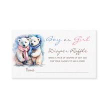 Bear Winter Gender Reveal Diaper Raffle Ticket