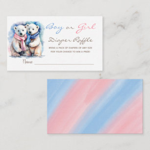 Bear Winter Gender Reveal Diaper Raffle Ticket Enclosure Card
