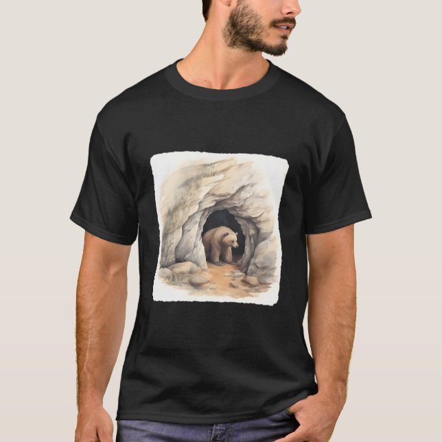 Bear With A Hibernation Cave Animal Winter Shelter T-Shirt (Front)