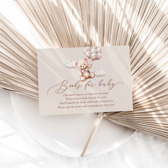 Bear With Balloons Baby Shower Books For Baby Enclosure Card (Creator Uploaded)