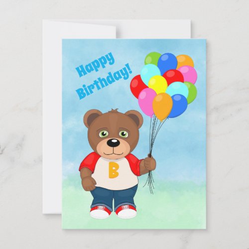 Bear with Balloons Birthday Card