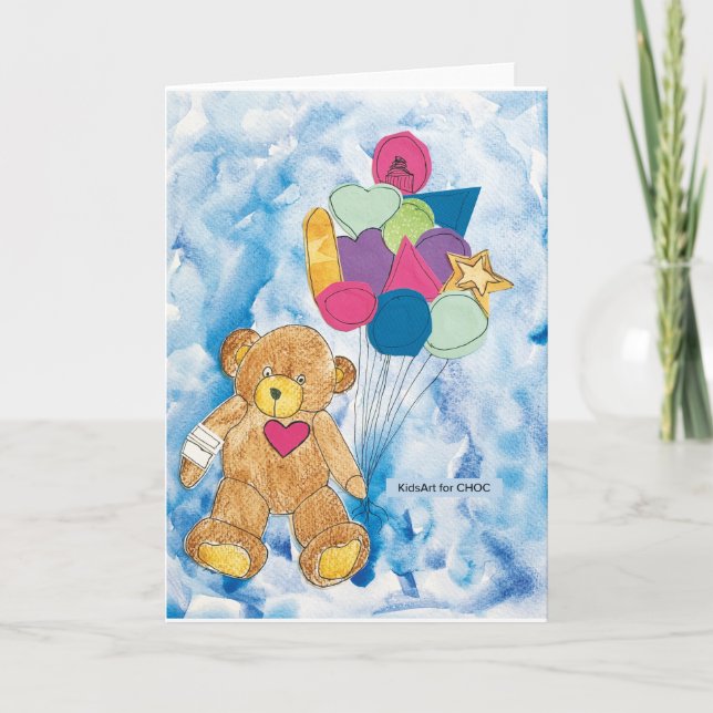 Bear with Balloons - Kids Art for CHOC Thank You Card (Front)