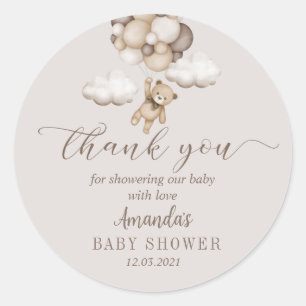 Bear With Balloons Thank You Classic Round Sticker
