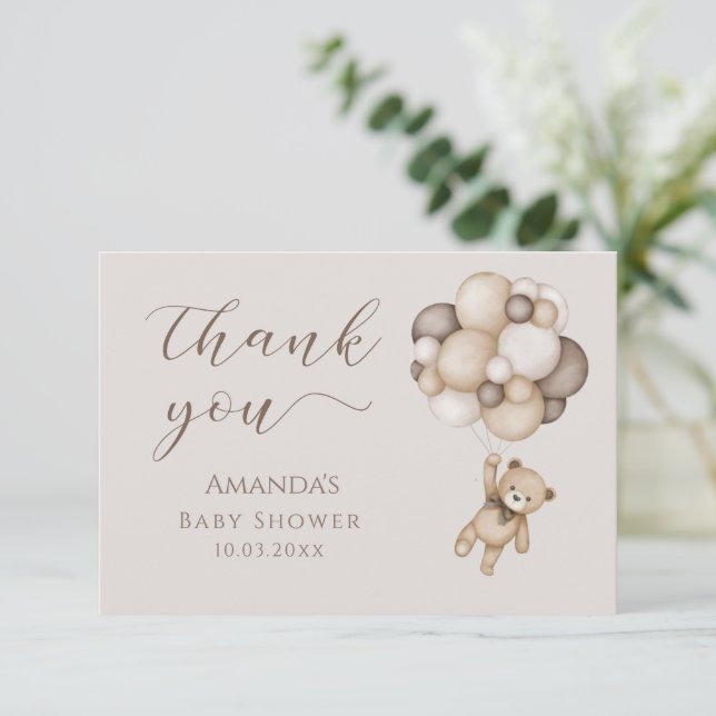 Bear With Balloons Thank You Enclosure  Card (Standing Front)