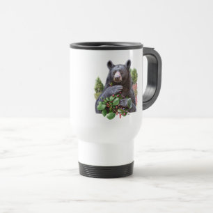 Bear With Berry Branches Painting Gift Travel Mug
