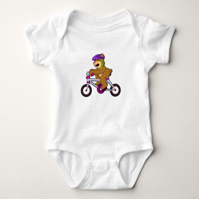 Bear with Bicycle & Helmet Baby Bodysuit (Front)