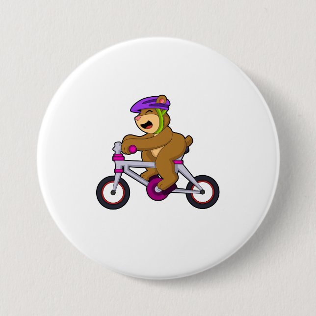 Bear with Bicycle & Helmet Button (Front)
