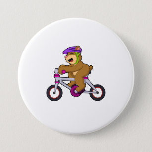 Bear with Bicycle & Helmet Button