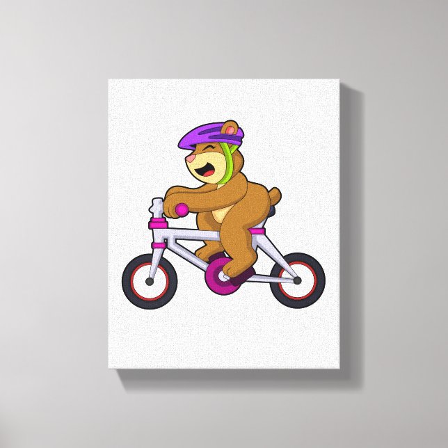 Bear with Bicycle & Helmet Canvas Print (Front)