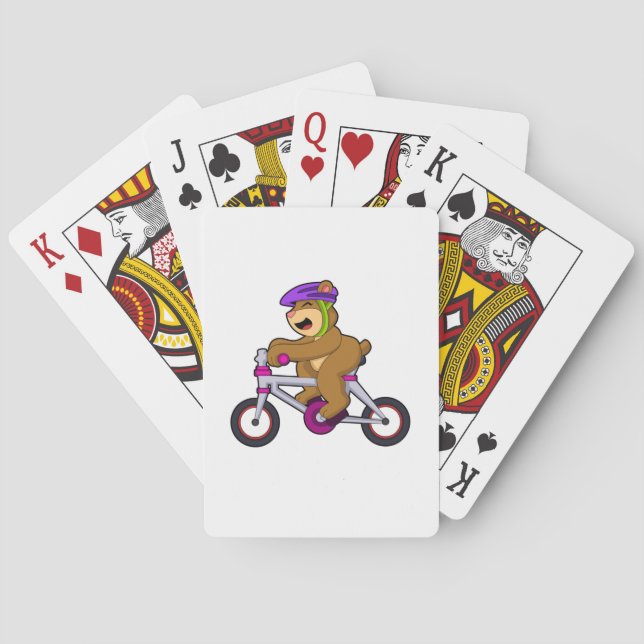 Bear with Bicycle & Helmet Poker Cards (Back)