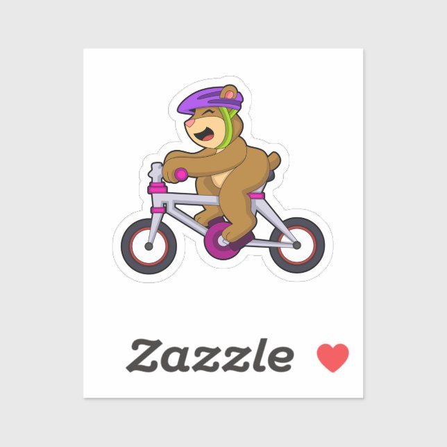 Bear with Bicycle & Helmet Sticker (Sheet)