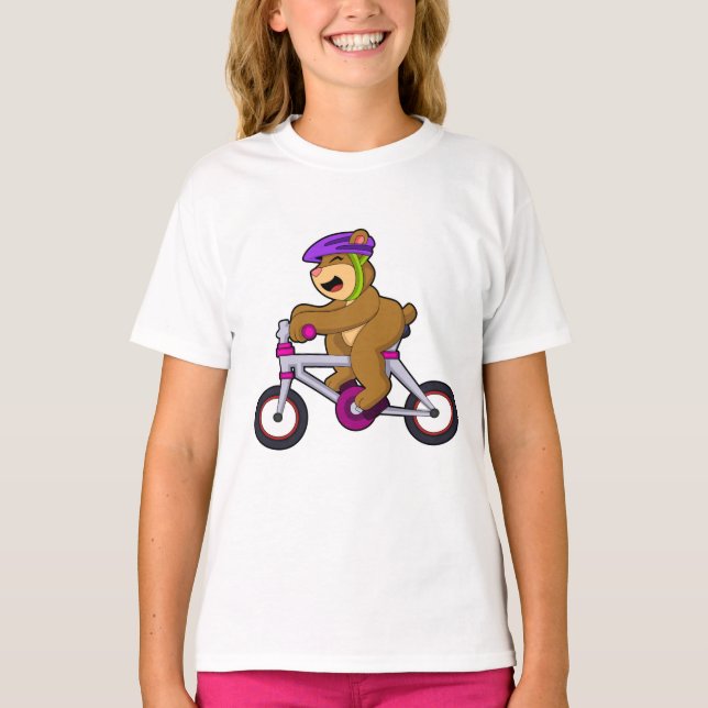 Bear with Bicycle & Helmet T-Shirt (Front)